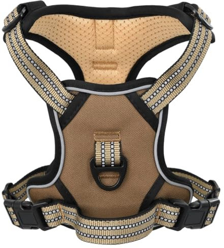vidaXL Hundegeschirr, Brustgeschirr mit Leine Halsband, Sicherheitsgeschirr Reflektierend Verstellbar, Haustiergeschirr, Braun S Polyester