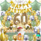 Zaztytoy 60 Geburtstag Deko Set für Mann & Frau – 55 Teile Komplettes Partyset in Gold & Grün, Elegante deko 60. geburtstag für Geburtstags Party, Jubiläum Party Deko, Feier