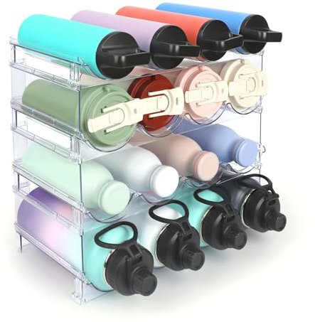 TIDY SAVANT Organizer per bottiglie d'acqua, 4 confezioni impilabili in plastica porta bottiglie d'acqua