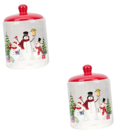 PRETYZOOM 2st Versiegelungsglas Mit Weihnachtsmuster Weihnachtliche Süße Gläser Weihnachtliche Bonbonschachteln Weihnachtsplätzchen Lebensmittelbehälter Mit Deckel Zum Mitnehmen Keramik