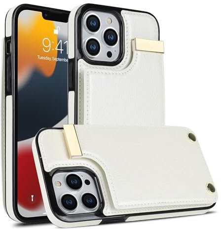 SsHhUu Funda para iPhone 15 Pro MAX 6.7 Pulgadas 2023, con 3 Ranuras Billetera Funda de Cuero PU,Cierre Magnético Funda Piel Carcasa Shockproof Case para Apple iPhone 15 Pro MAX,Blanco