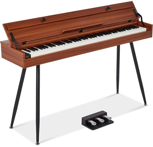 Best Choice Products 88-Key Weighted Full Size Digital Piano, Modern Desk Keyboard w/Metal Legs, 3 Sustain Pedal, MIDI, Headphone Jack - Natural