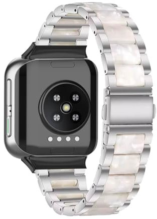 Bracelet en Acier Inoxydable en Résine pour OPPO Watch 41mm Bracelet, avec Métal Fermoir Réglable Bande de Rechange pour Femme Homme Compatible avec OPPO Watch 41mm Sangle (Acier inoxydable,12)