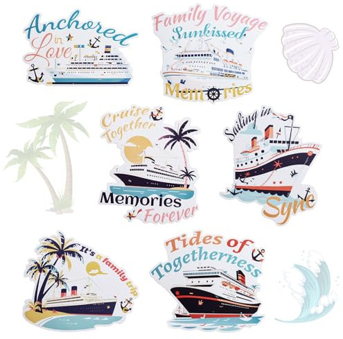 UFURMATE Magnetic Cruise Door Decorations, 5Pcs Family Themed Cruise Ship Door Magnets PVC Waterproof Magnets Decor for Door, Fridge, Car