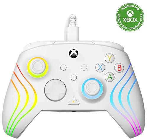 Turtle Beach Afterglow Wave Controller Gamepad RGB cablato bianco - Con licenza per Xbox Series XS, Xbox One e Windows - Pulsanti programmabili, grilletti effetto Hall, controlli audio