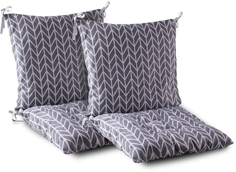 Gaxcent Set von 2 Stuhlkissen mit Rückenteil Sitz, Rückenkissen mit Bänder, Niedriglehner Auflage Polsterauflage Gartenstuhl (40X80cm),Grau,Grau