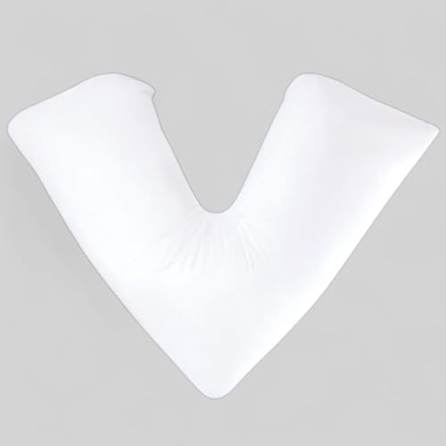 Pro Home V Pillow – Soft V Shaped Pillow For Adults | Extra Filled Triangular V Shape Pilow For Neck, Back & Side Sleepers | V Cushion For Adults (White, V Pillow With Pillowcase)