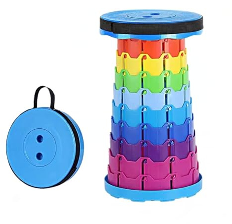 Vbvbip Runder Regenbogen-Klapphocker - Tragbarer Campinghocker/Leicht zusammenklappbar für Outdoor, Picknick, Strand, Reisen, Wandern - Langlebiges und kompaktes Design
