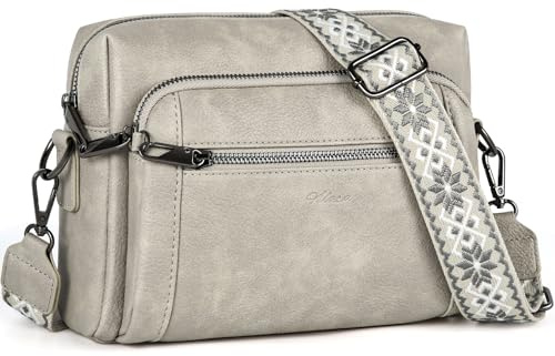 HILAEX Umhängetasche Damen mit Anti Diebstahl, Handtasche Damen Mittelgroß mit 4 Fächern, mit Verstellbar Abnehmbar Breiter Gurt