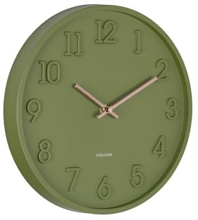 Karlsson Wanduhr Calma - Armeegrün - 3.8x30x30cm | Rund - skandinavisch - Polypropylen - Wanduhr Modern Wohnzimmer - Wanduhren