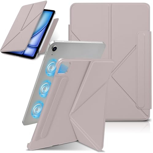 Hinnwer Funda para iPad Air 13 Pulgadas M4/M3/M2 (2026/2025/2024), Delgada Cuero Capa con Bloqueo Magnético, iPad Carcasa con Soporte Plegable Cubierta y Auto-Reposo/Activación (Rosa)
