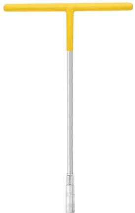 sourcing map T-Handle Wrench Socket 7mm 6-Point Metric Socket with Long Reach Chrome Vanadium Steel for Motorcycle Bicycle Car Repair, Silver-Yellow