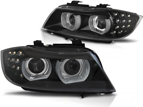 Angel Eyes Xenon Scheinwerfer Set für BMW 3er E90 E91 2009–2011 Schwarz