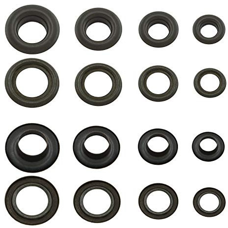 Getmore Parts Ojetes de Metal con Arandelas, Remaches, latón, inoyidable (Negro, 5 mm)