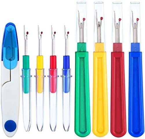 kingmas 8 Stück Colorful Naht Ripper 4 großen und 4 kleinen Praktische Nahttrenner Nähen Tools mit 1 Schere für Öffnung Nähte und Säume