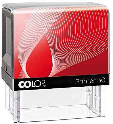 stempel-fabrik – Colop Printer 30 Stempel mit Wunschtext personalisieren – selbstfärbender Stempel als Namensstempel, Adressstempel & Firmenstempel zu verwenden (47 x 18 mm | 5 Zeilen | Schwarz/Rot)