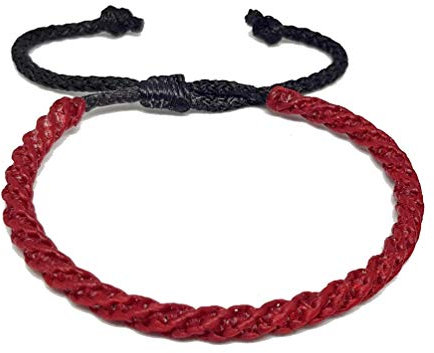 Origin Siam Handmade Thai Buddhist Wristband | Unisex Tight Weave Slim Bracelet | Karma Luck Love Friendship | Yoga Meditation Gift (Red (Sliding Knot))