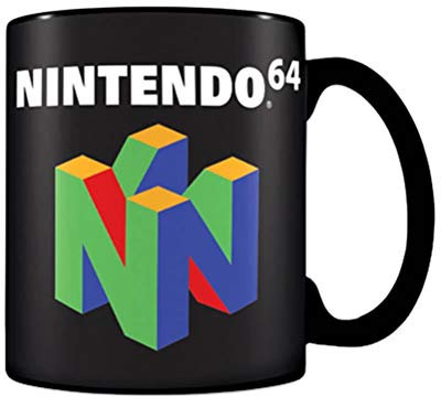 Nintendo Tasse N64 schwarz, bedruckt, aus Keramik., 1 Stück (1er Pack)