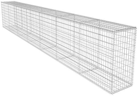 mewmewcat Mur de Gabion de 6 Mètres en Acier Galvanisé avec Coercle Grande Capacité de Charge 600 x 50 x 100 cm