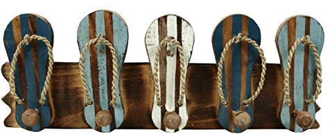 Küstenambiente Maritime Hakenleiste Handtuchhaken Badelatschen Holz 5 Haken (RA)