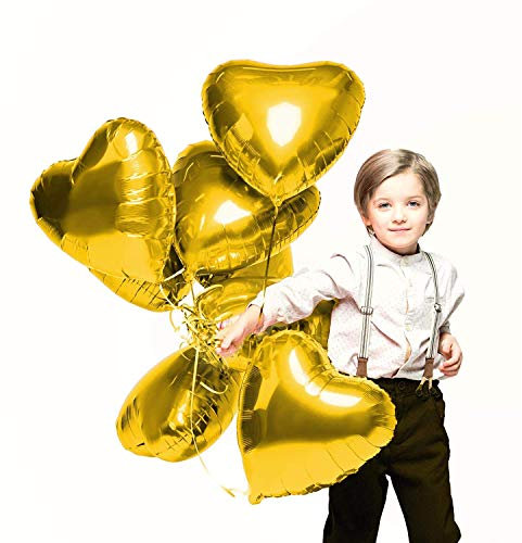 FVCENT Ballons Herz Helium | Herz Folienballon 30 Stück Herz Helium Luftballons Herzluftballons Heliumballon Folienballon Hochzeit Folienluftballon (Gold)
