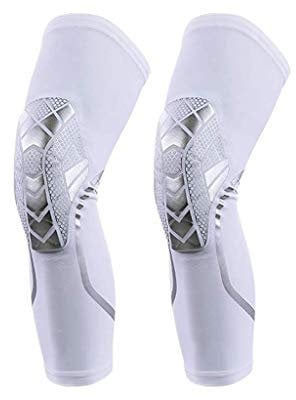 Knee Joint Support, Knee Pads Male Basketball Anti-Collision Honeycomb Protective Gear and Long Leggings Sports Basketball Equipment (Color : White, Size : L)