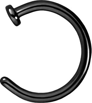 PIERCINGLINE Titan Nasenring offen PLATTE Piercing Lippe Augenbraue Nase Ohr Schwarz 1 x 10 mm