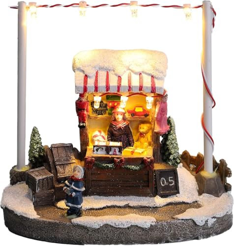 Christmas Concepts® 5 / 13cm LED illumina la scena del mercatino di Natale (Bancarella di giocattoli)