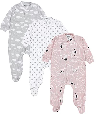 TupTam Baby Mädchen Schlafstrampler mit Fuß 3er Pack