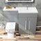 ELEGANT 1100mm L Shape Bathroom Vanity Sink Unit Furniture Storage,Right Hand Matte Grey Vanity unit + Basin + Ceramic Square Toilet with Concealed Cistern
