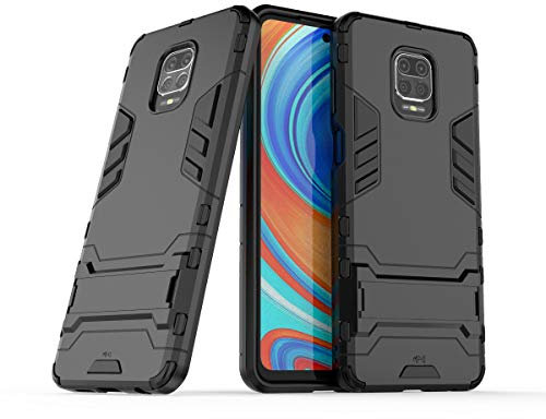 Funda para móvil Xiaomi Redmi Note 9 Pro/Redmi Note 9s / Redmi Note 9 Pro MAX con Soporte - Carcasa Híbrida Antigolpes Resistente Rígida Dura Antichoque (Xiaomi Redmi Note 9 Pro, Negro)