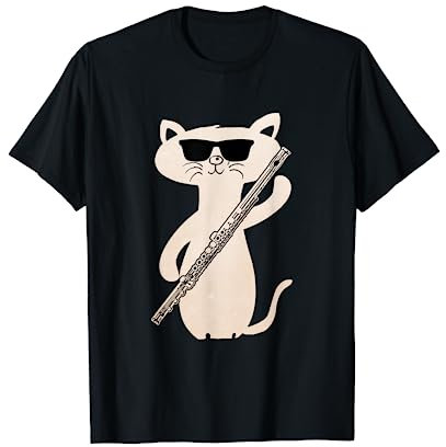Katzen Querflöte Geschenk T-Shirt
