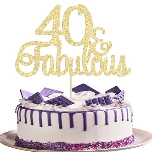 Gyufise 3Pcs 40 & Fabulous Cake Toppers 40 and Fabulous Cake Toppers for Happy 40th Birthday Cheers to 40 Party Decorations 40 Anniversary Birthday Cake Decorations Supplies