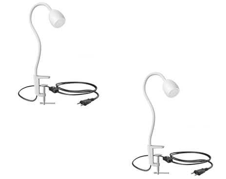 ledscom.de 2 Stück GU10 Klemmleuchte KLUK mit Schwanenhals, weiß inkl. GU10, warm-weiß, 6,826W 630lm