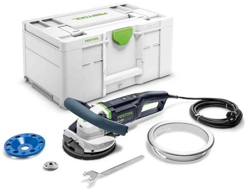 Festool Sanierungsschleifer RG 130 E-Set DIA TH RENOFIX (mit Diamantscheibe, Führungstisch, Spannflanschgarnitur, Stirnlochschlüssel, Klettverbinder), im Systainer