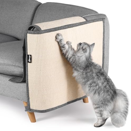 NATUYA Kratzschutz Sofa Katze Möbelschoner von Katzen - Katzenmöbel Schutz Katze Kratzschutz Kissen dehnbar Anti-Kratzer Sofa Kissen (Dunkelgrau - Sisal-Armlehne, Links)
