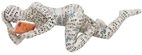 Ornamento di Figura, Scultura di Figura, Figura Scolpita Dipinta a Mano, Statuetta di Donna di Lettura Semplice Artigianato Decorativo da Scrivania Personalizzato, Ornamenti da Scaffale per La Casa(C)