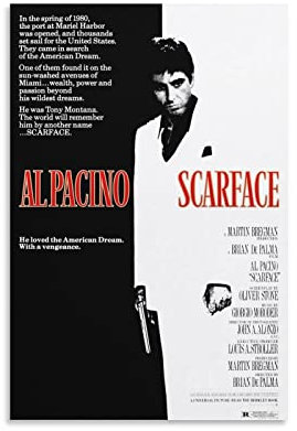 DDSS Scarface Filmposter, Wandkunstdruck, ästhetische Raumdekoration, Malerei, Leinwand, Poster für Zuhause und Büro, 30 x 45 cm