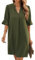 Famulily Women's Summer Casual T Shirt Dresses Short Puff Sleeve Midi Dress for Wedding Guest Army Green L