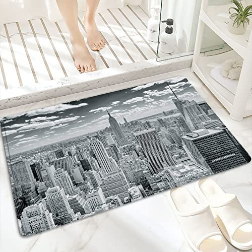 Badematte, rutschfest Waschbar Badezimmerteppich 60x100 cm,New York Die Skyline von New York wird vom Emp,Badvorleger mit Wasserabsorbierenden, Weichen Mikrofasern für Badewanne, Dusche und Badezimmer
