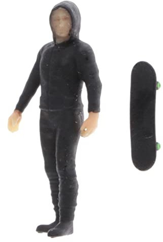 pistro Garage/Street Diorama Disposition 1:64 Garage/Street Skater Boy avec modèle de skateboard – Noir