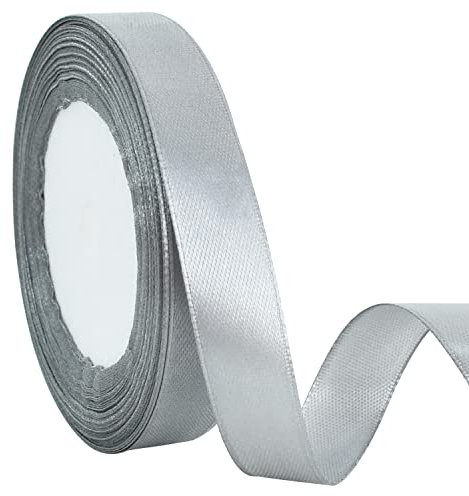 TONIFUL Satinband hellgoldfarben, breit, massives Stoffband für Hochzeit, Auto, Schneiden, Zeremonie, große Öffnung, Stuhlschärpe, Haarnähen, Handwerk, Party, Dekoration-Silber 15mm x22m