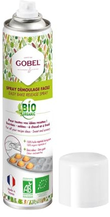 Gobel - Spray démoulage cuisson BIO antiadhérent colza sans odeur 250ML | Fabriqué en France ; 100% huile de colza bio, sans goût ni odeur ; moules, plaques, poêles, planchas, gaufriers, crépières