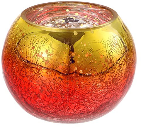 Cabilock Gold Candlesticks Set Glass Votive Candle Holder Artistic Crackle Pattern Home Adornment for Dining Table Wedding Banquet