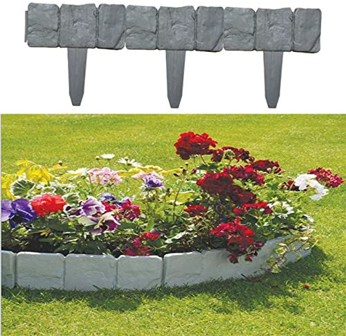 HpLive 10 bordi per aiuole, effetto pietra, in plastica, per bordi per aiuole, palizzate, picchetti da giardino, 25 x 23 cm