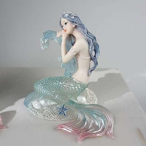 Rayberro Kristall-Meerjungfrauen-Figuren, 12 cm, klares Harz, Meerjungfrau-Skulptur, mediterrane Prinzessin, Ornamente, Heimbüro, Schreibtisch, Bücherregal, Meerjungfrau, Basteln, Aquarium-Dekoration