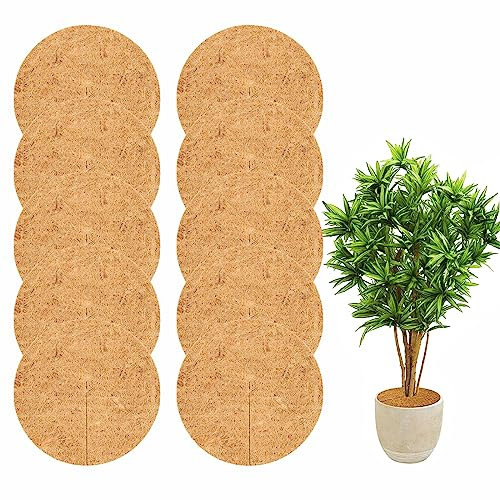 LSRVNM 10 Stück Kokosscheibe, Kokosmatte, Kokos-Mulchscheibe, Ø 30cm, Kokos Matten, Kübelabdeckung Winterschutz, für Topfpflanzen Pflanzenschutzmatte Unkrautschutzmatte
