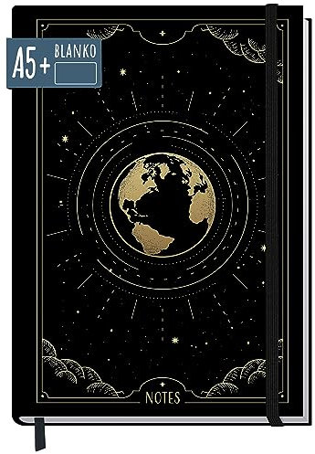 paper&you® Taccuino A5+ bianco con elastico [New Adventures] 156 pagine, 78 fogli - come journal, sketchbook, diario - sostenibile e respetuoso con il clima