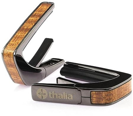 Thalia Exotic Wood Series Kapodaster mit schwarzem Chrom-Finish und Sapeli Einlagen