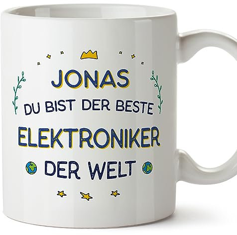 MUGFFINS Tazas Personalizadas para INGENIERO ELECTRÓNICO hombre - En Alemán - Beste der Welt - 11 oz / 330 ml - Regalo Personalizable original y divertido